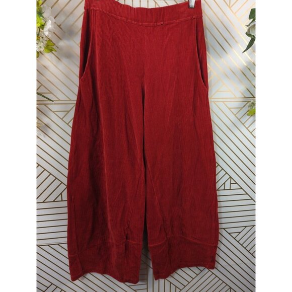 Mama B Women's Polline Cord Wide Leg Cropped Trousers Lagenlook Winter Red - Picture 4 of 6